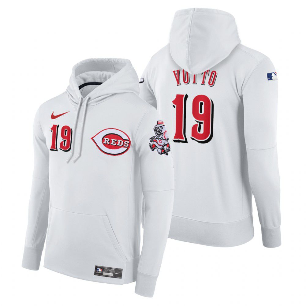 Men Cincinnati Reds #19 votto white home hoodie 2021 MLB Nike Jerseys->atlanta braves->MLB Jersey